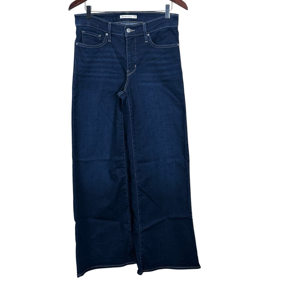 Levis 318 Shaping Wide Leg Jeans Dark Wash Denim W28 L32 Womens High Rise